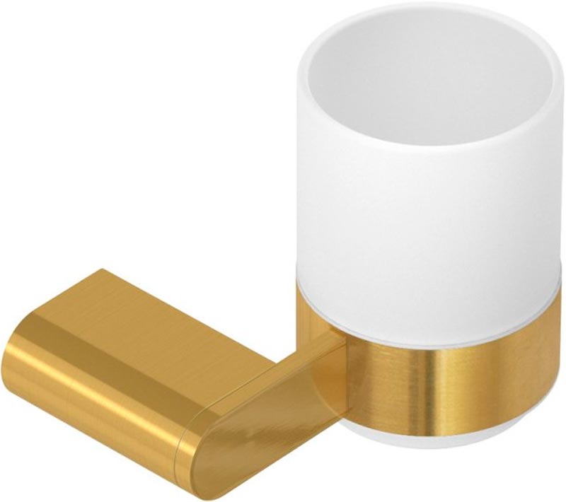 Стакан настенный, (цв.брашированное золото / стекло матовое), Stylus ZZ