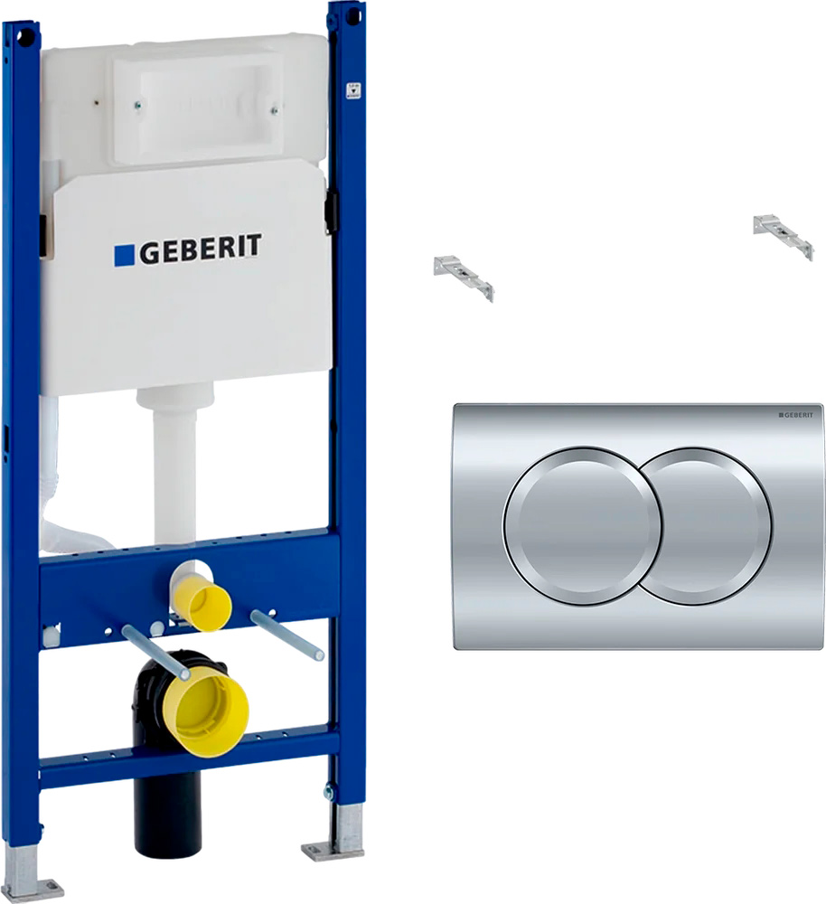 Инсталляция для подвесного унитаза Geberit Delta 01, 112х50 см,  двойной смыв, клавиша хром глянец круглая в компл. ZZ