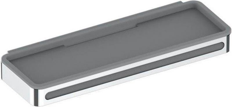 Полочка для душа 288х102мм, со встроенным стеклоочистителем, (цв.хром, вставка платик цв.светло-серый), Plan ZZ