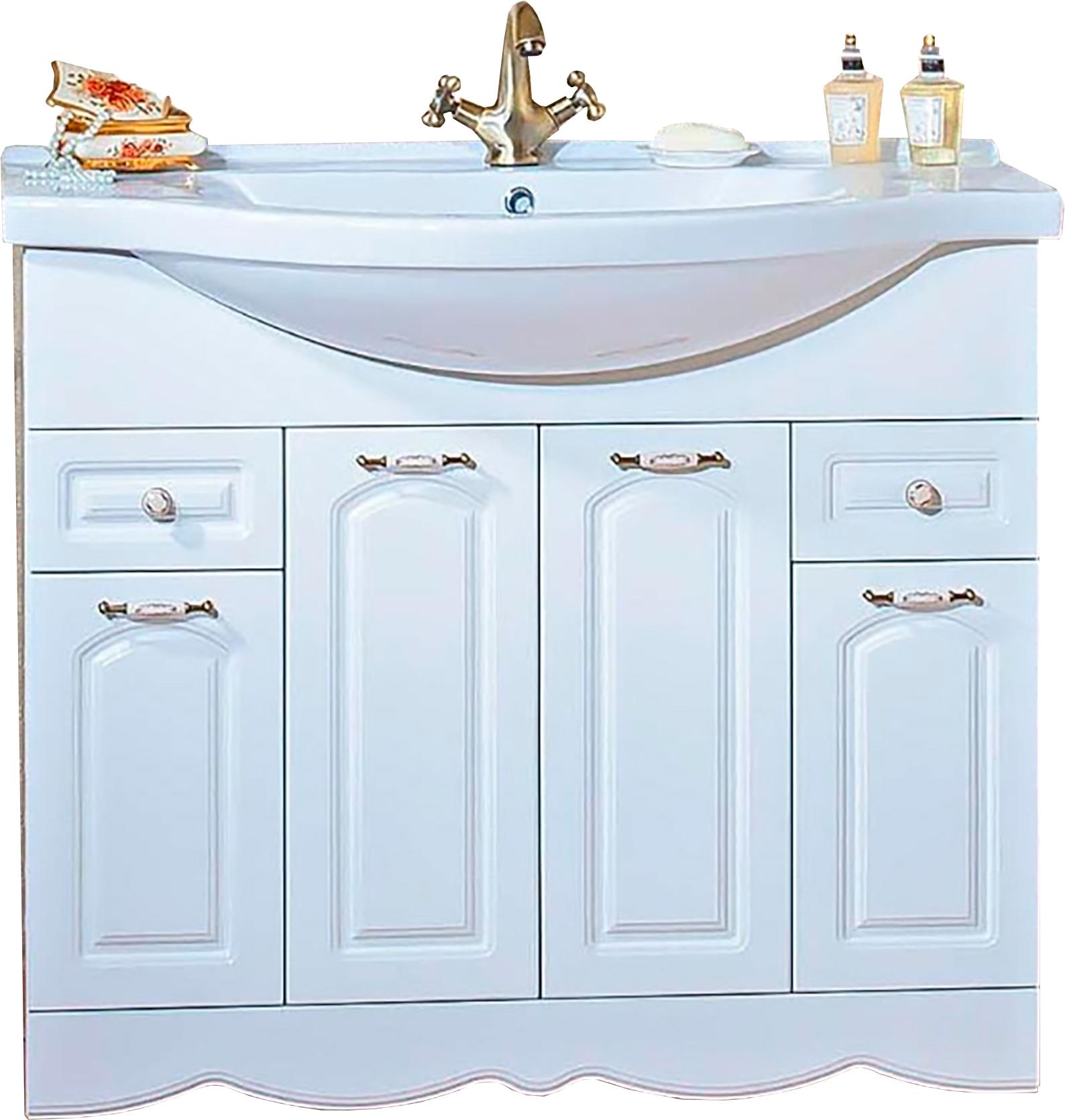 Тумба напольная "Анна"-100 см, БЕЗ раковины, цвет белый ZZ