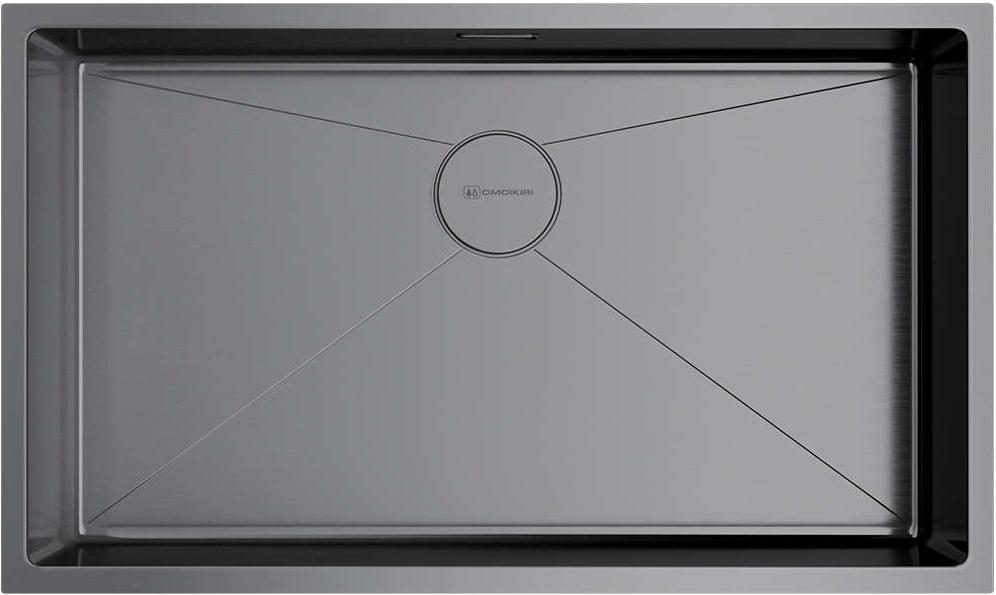 Мойка кухонная 700*400 мм, нержавеющая сталь, крепеж, донный клапан, сифон, декоративная накладка, слив/перелив, цв.вороненая сталь ZZ
