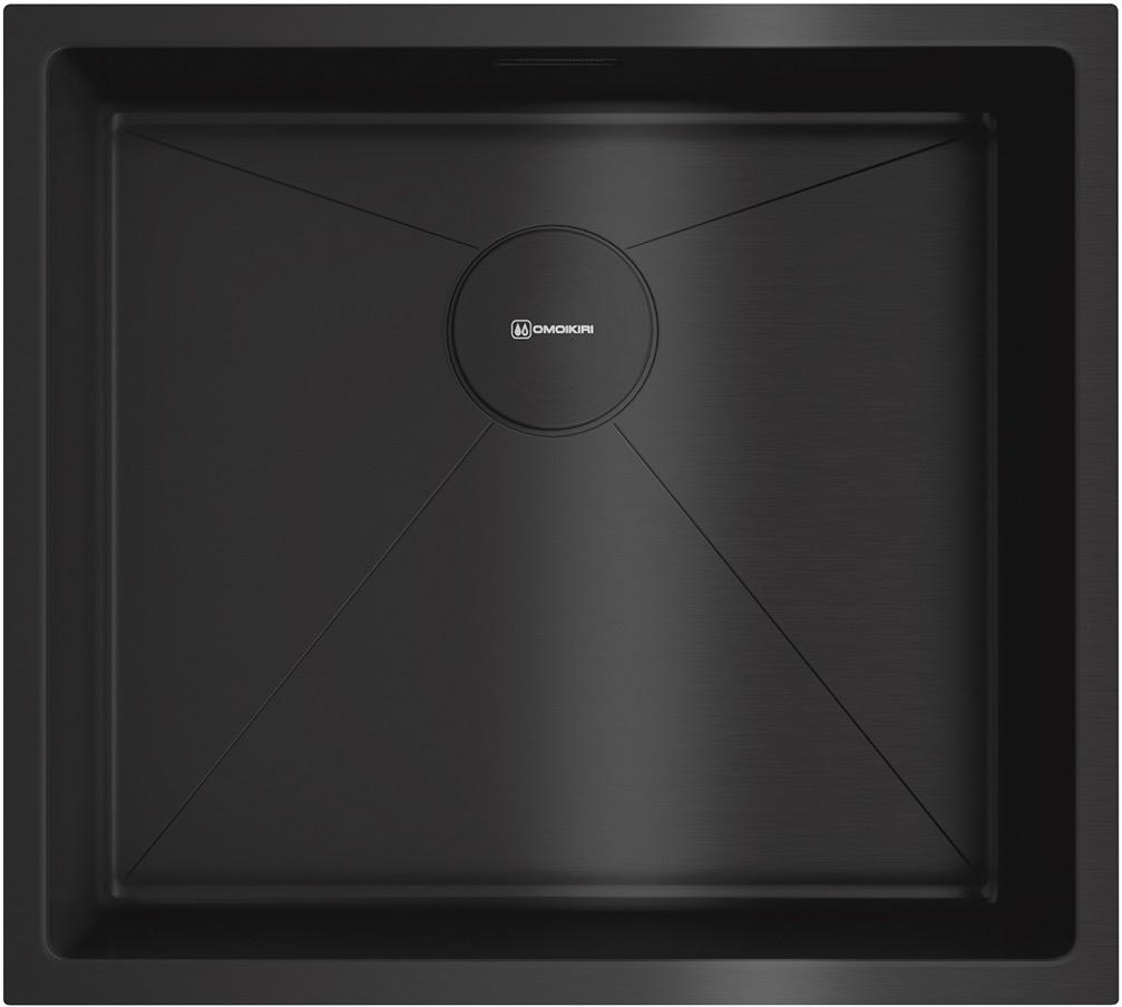 Мойка кухонная 490x440 мм, нерж. сталь 1,2 мм, в комплекте крепёж, донный клапан, сифон, цв.графит ZZ