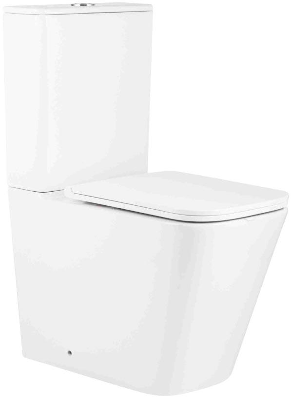 Унитаз напольный с бачком, пристенный, безободковый, круговой смыв торнадо, цвет белый, с крышкой-сиденьем микролифт