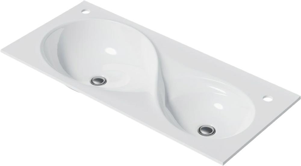 Раковина двойная 100 см., для мебели "Otto", искусственный мрамор, цв.белый ZZ