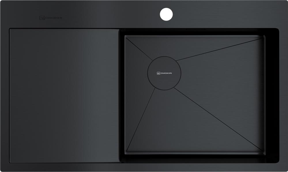 Мойка кухонная AKISAME 86-GB-R, 86x51x20 см, чаша справа 48x40 см, цв. графит, ZZ