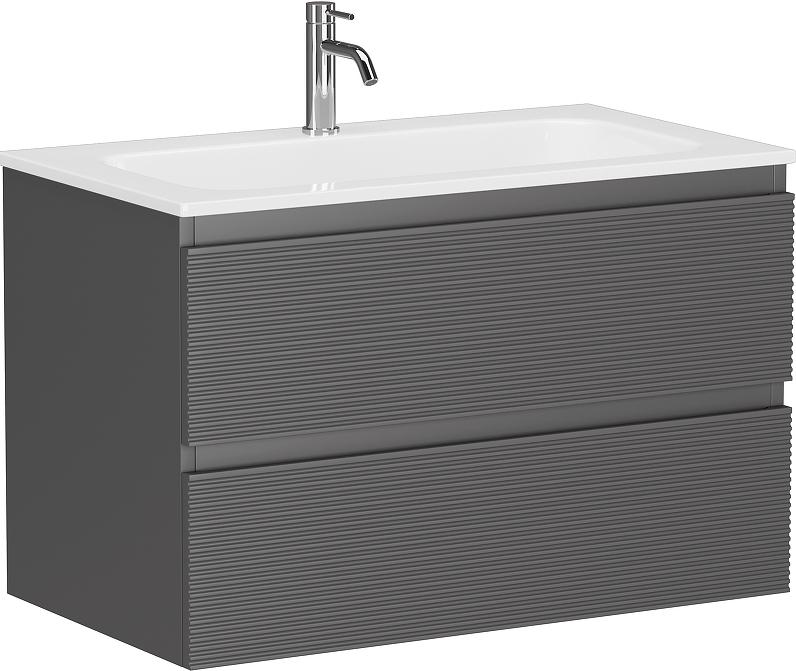 Тумба подвесная 790х445х500мм, без раковины,c 2 ящиками, цвет Grey soft ZZ