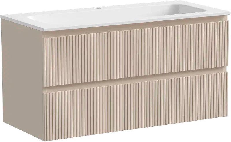 Тумба подвесная 995х445х500 мм, два ящика, Soft close, цвет бежевый ZZ