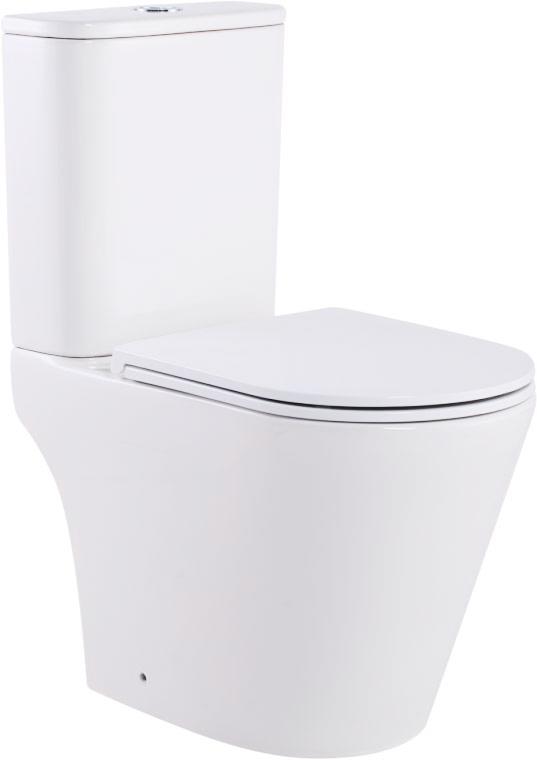 Унитаз напольный с бачком, безободковый, круговой смыв торнадо, цвет белый, с крышкой-сиденьем микролифт