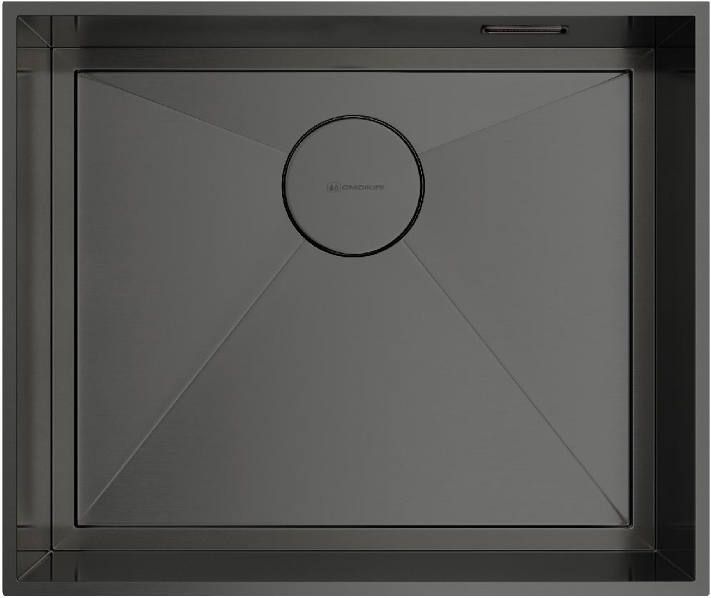 Мойка кухонная Kasen 53-26 INT GM, 53x45x17,5 см, сифон в компл, цв. вороненая сталь, ZZ