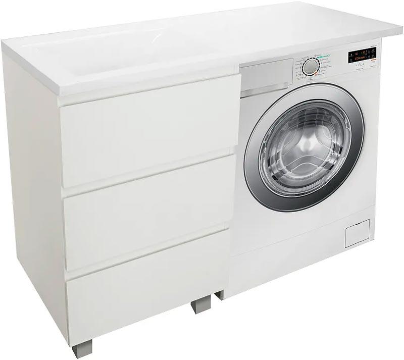 Тумба напольная Dallas Luxe 1500*482 см, левосторон, подвесная 2 ящика, цв. белый, раковина в компл., КРОНШТЕЙН д/раковины выписывается отдельно, ZZ