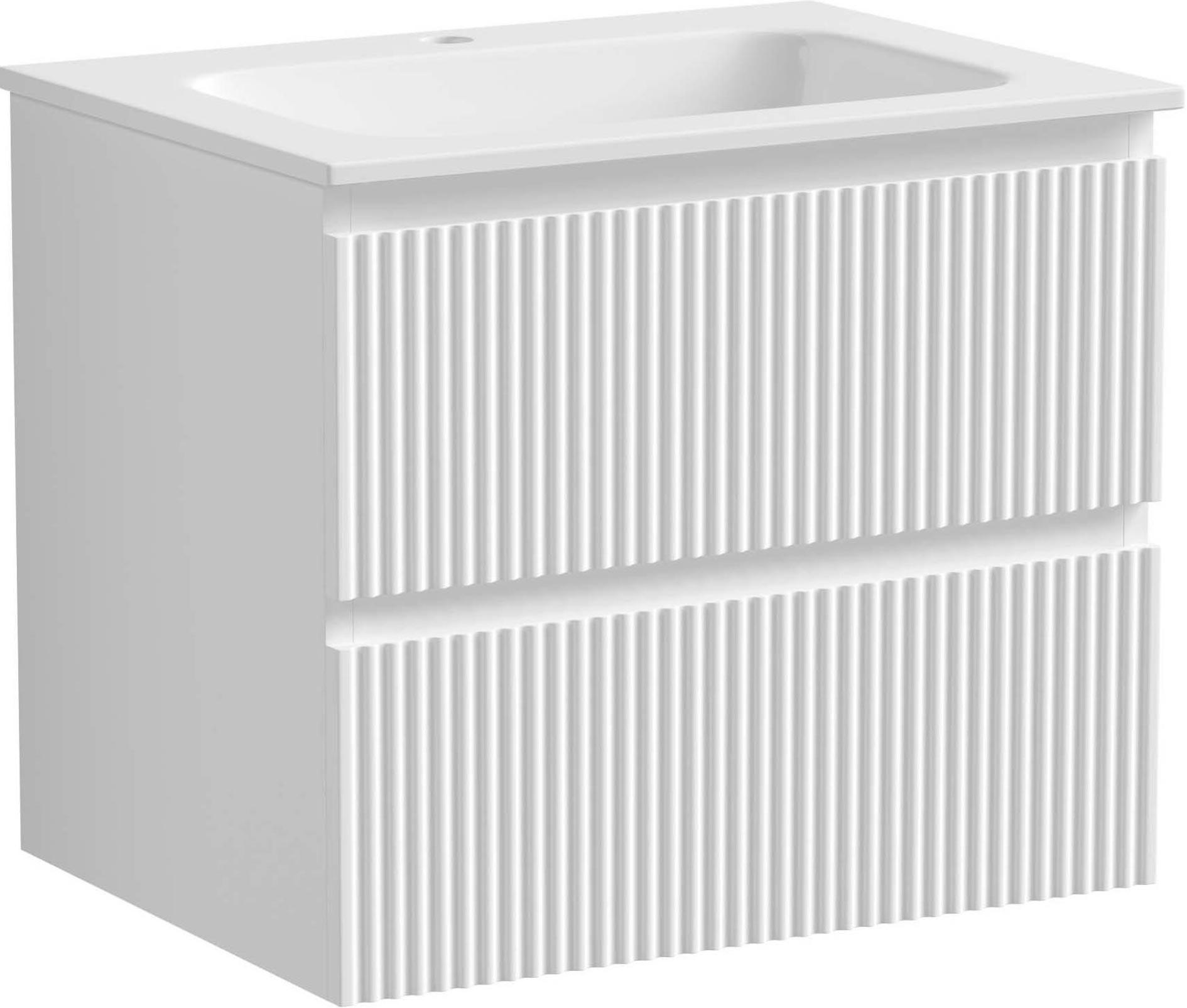 Тумба подвесная 590х445х500 мм, два ящика, Soft close, цвет белый ZZ