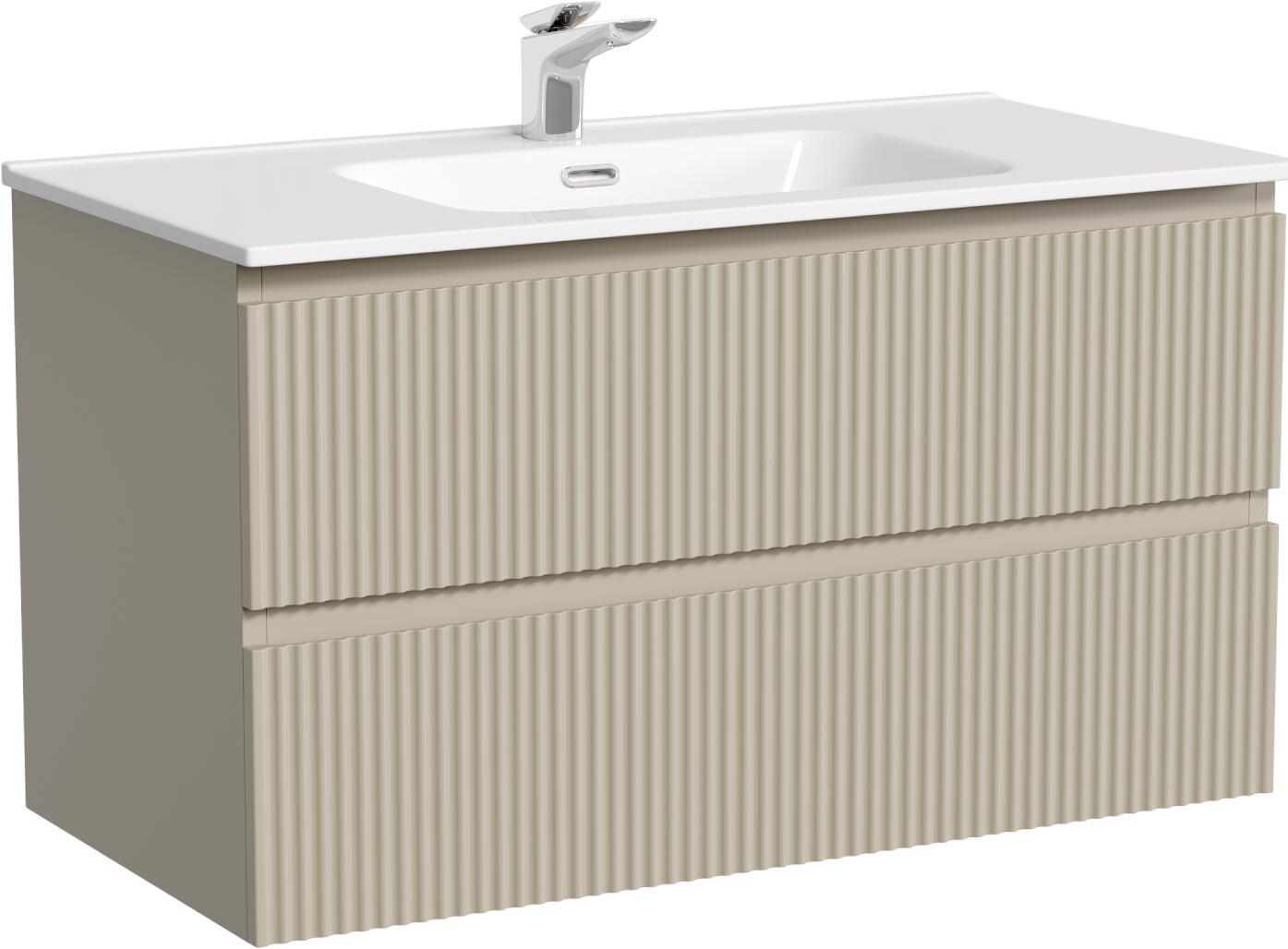 Тумба подвесная 890х445х500 мм, два ящика, Soft close, цвет Beige Soft ZZ