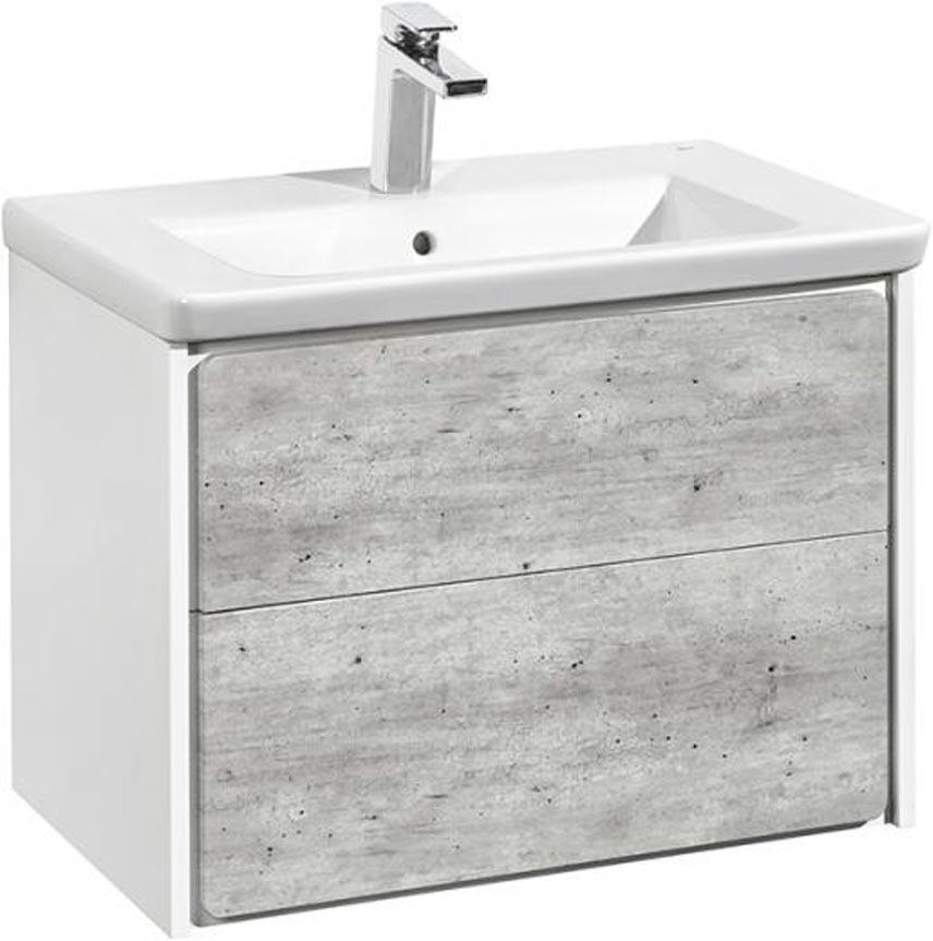 Тумба подвесная Ronda70 см, без раковины, цвет белый глянец/бетонZZ