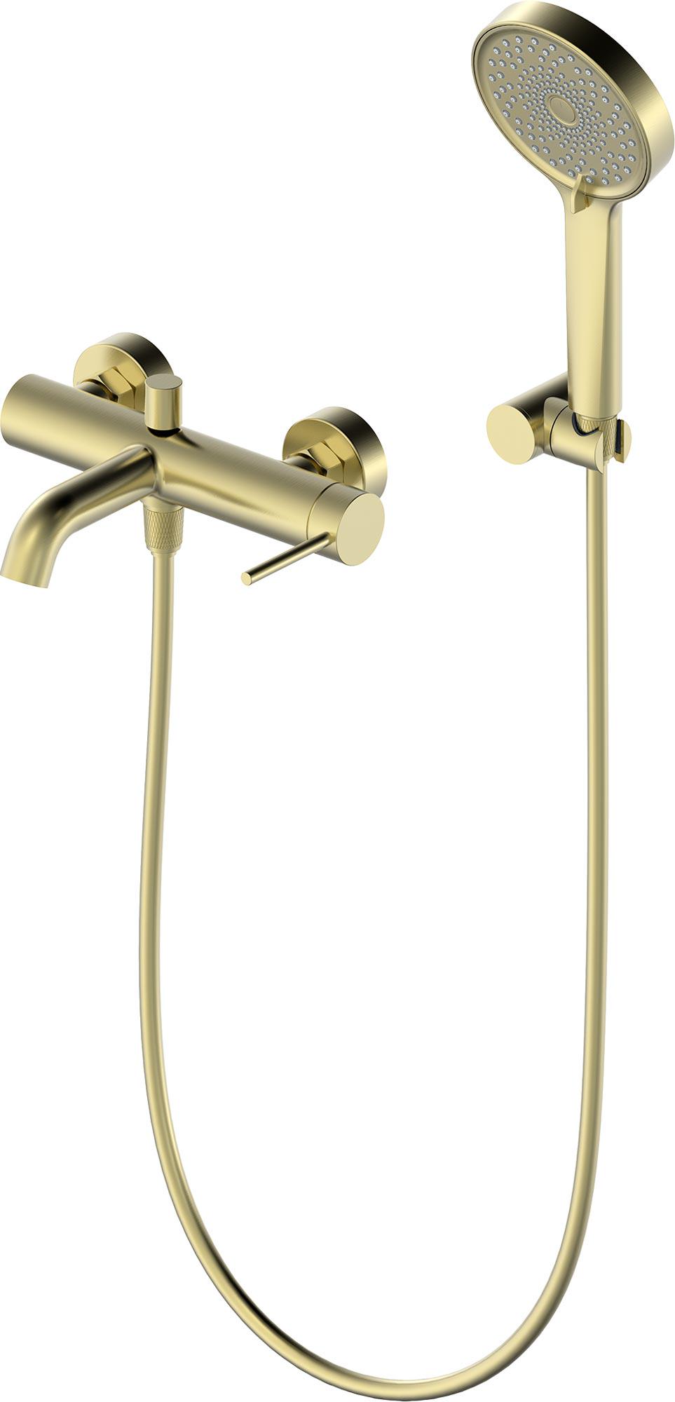 Смеситель для ванны, лейка, шланг, кронштейн в компл., (цв.матовое золото), Y-LINE ZZ