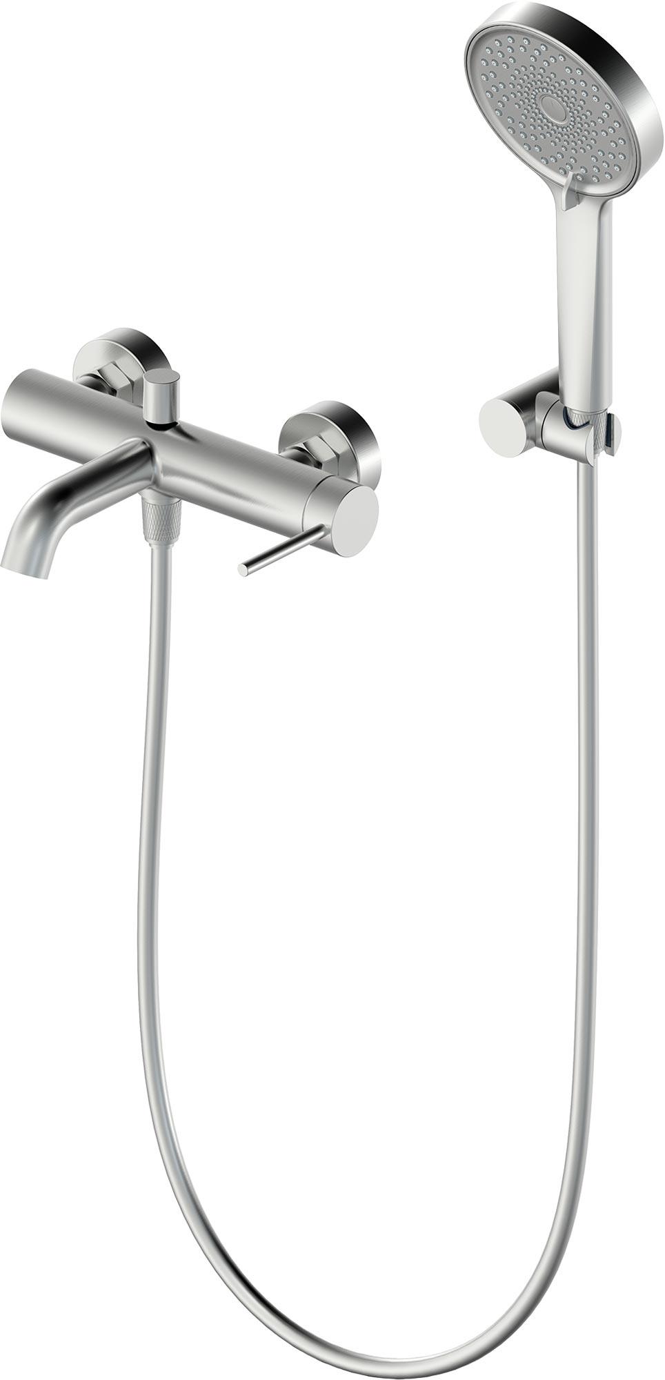 Смеситель для ванны, лейка, шланг, кронштейн в компл., (цв.брашированный никель), SUAVE ZZ