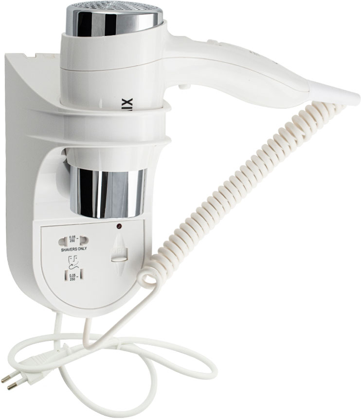 Фен для волос в ванную комнату с торцевым креплением, хромированный, 1100W  ZZ