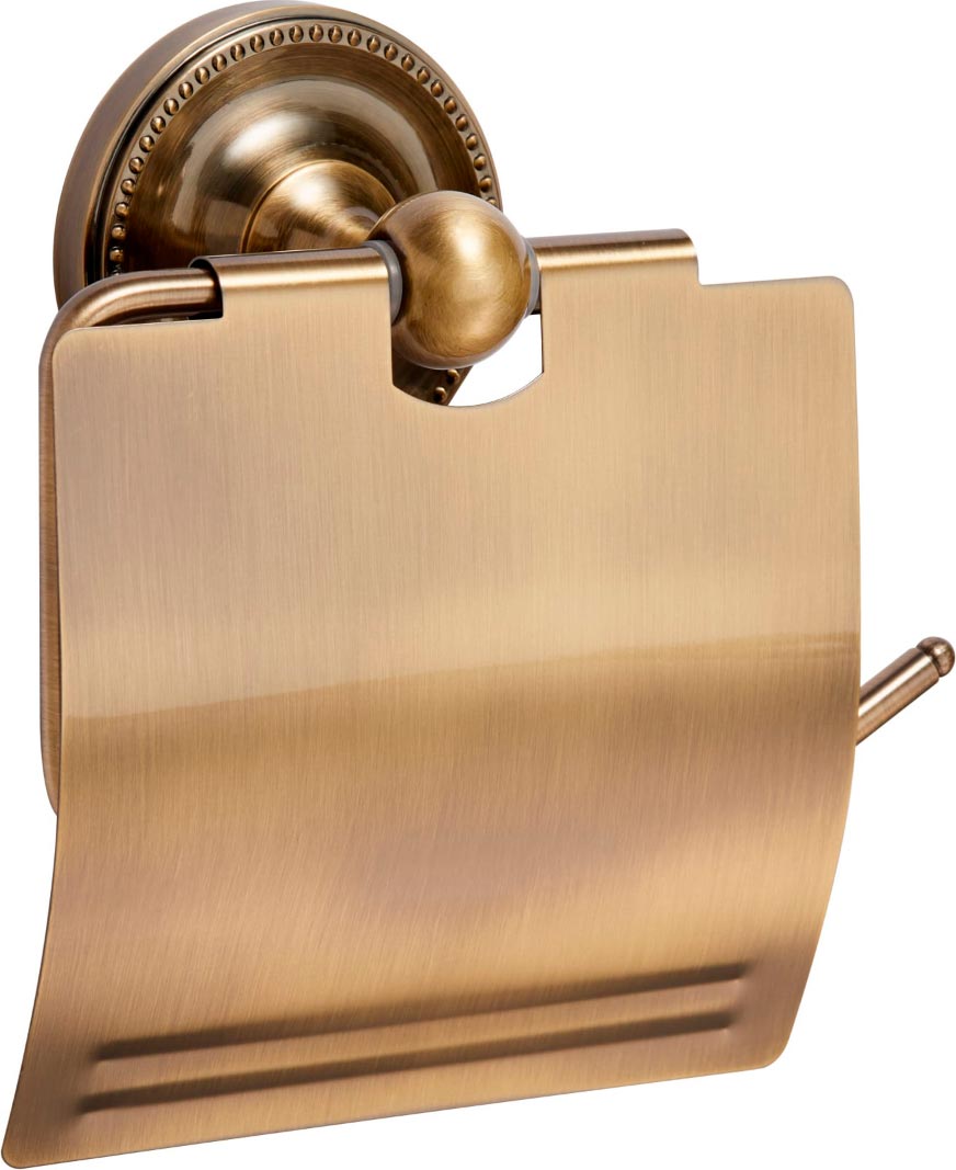 Держатель для туалетной бумаги, с крышкой, настенный, цв.бронза XX