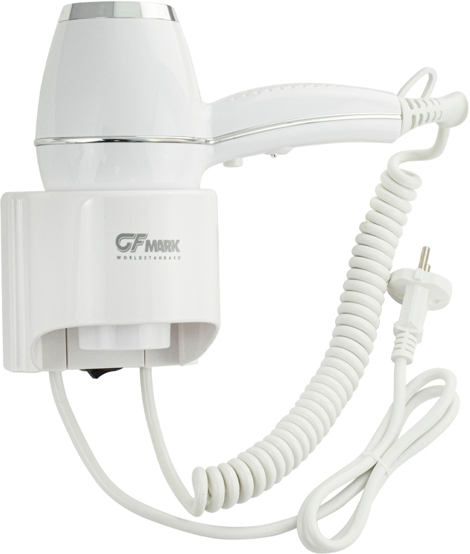 Фен стационарный для волос в ванную комнату с боковым креплением, 1800W, цв.белый ZZ