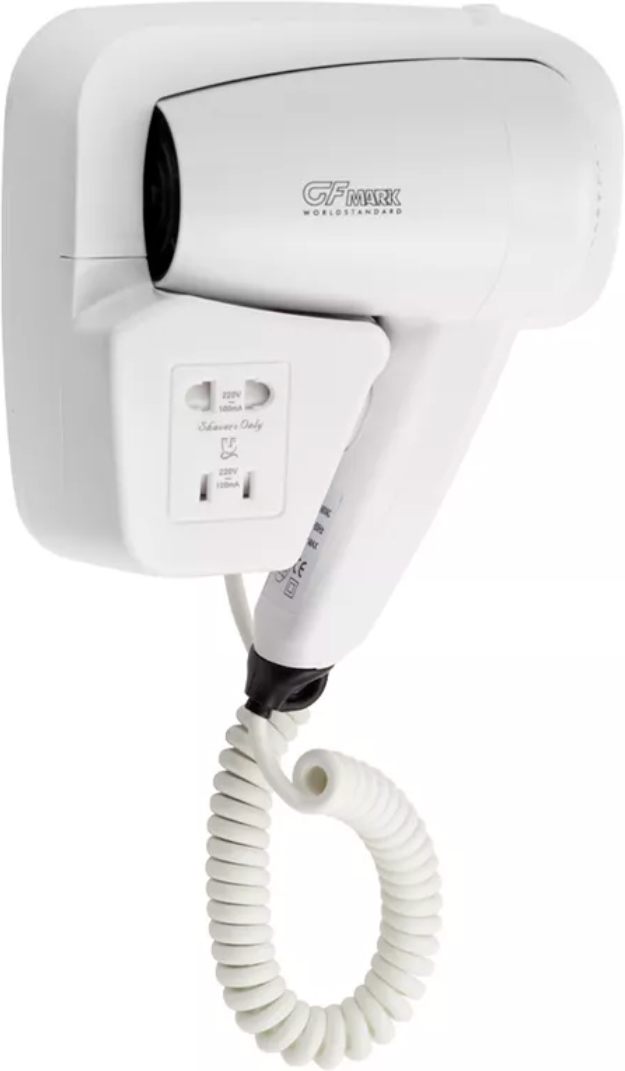 Фен стационарный для волос в ванную комнату, с розеткой, 1200W, цв.белый ZZ