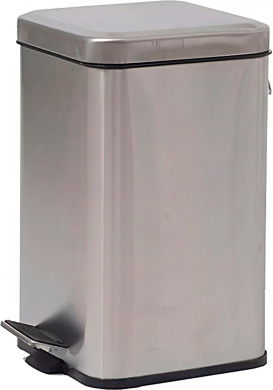 Ведро из нерж. стали, 12 л. с педалью, прямоугольное, матовое ZZ