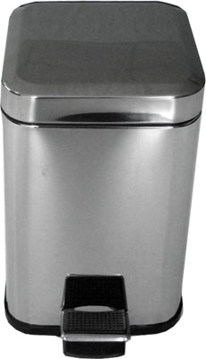 Ведро из нержавеющей стали, с педалью, квадратное, 6л, цв.хром ZZ