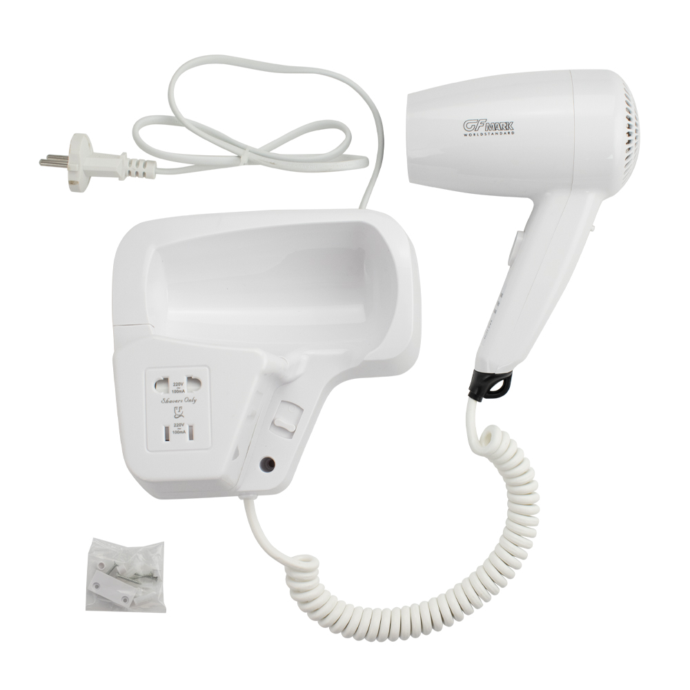 Фен стационарный для волос в ванную комнату с боковым креплением, с розеткой 1200W, ZZ