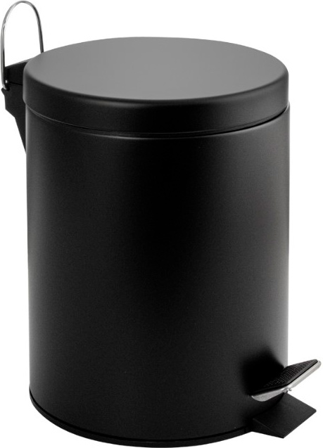 Ведро круглое 5 л, эмаль, с педалью, из нержавеющей стали, цв.черный ZZ
