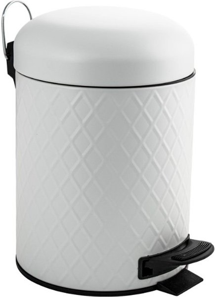 Ведро, 5 л, круглое с педалью, из нержавеющей стали, цв.белый ZZ