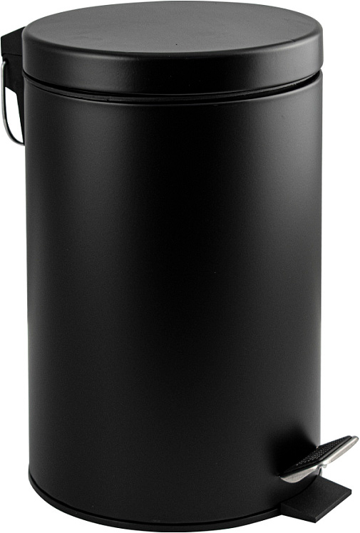 Ведро круглое 7 л, эмаль, с педалью, из нержавеющей стали, цв.черный ZZ