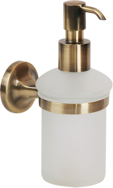 Дозатор жидкого мыла настенный, бронза/матовое стекло XX