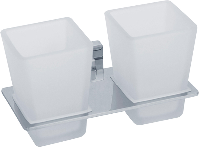 Стакан двойной настенный, хром/матовое стекло XX