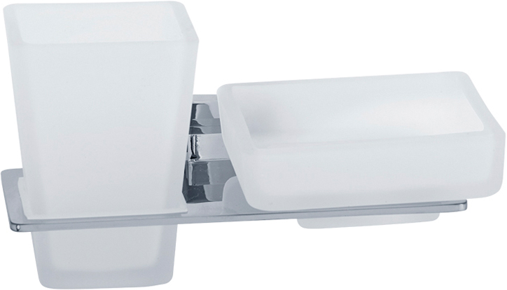 Стакан с мыльницей настенный, хром/матовое стекло XX