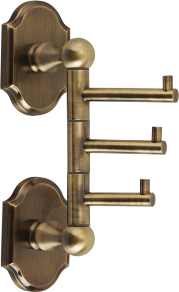 Крючок тройной поворотный, бронза XX