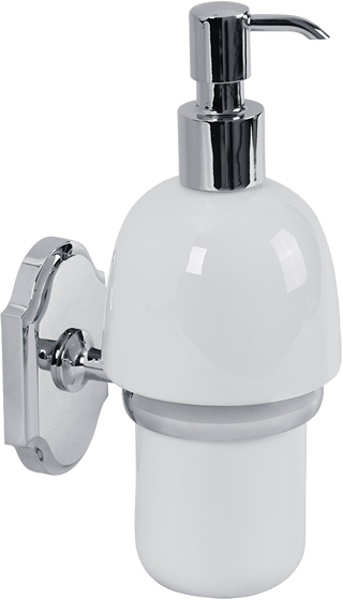 Дозатор жидкого мыла настенный, хром/керамика XX