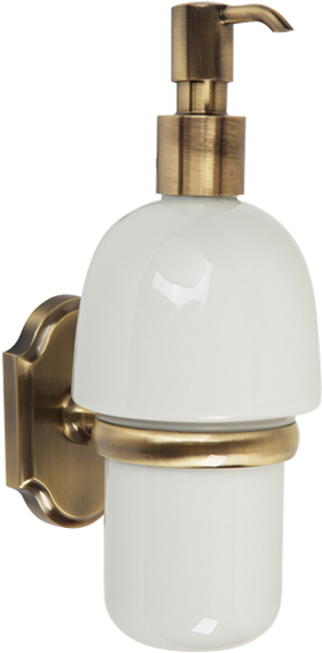 Дозатор жидкого мыла настенный, бронза/керамика XX