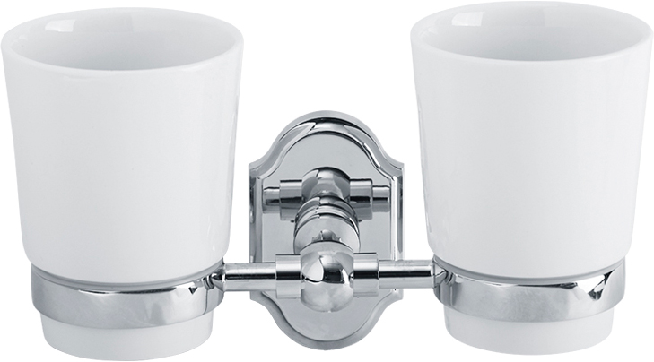 Стакан двойной настенный, хром/керамка XX