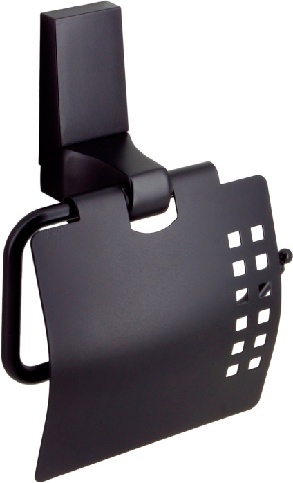 Держатель для туалетной бумаги, с крышкой, цв.черный ZZ