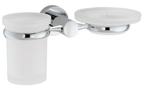 Держатель мыльницы и стакана, настенный, хром, Donau