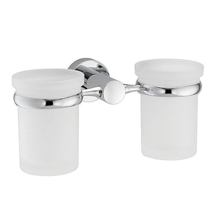 Стаканчик стеклянный, двойной, настенный, хром, Donau