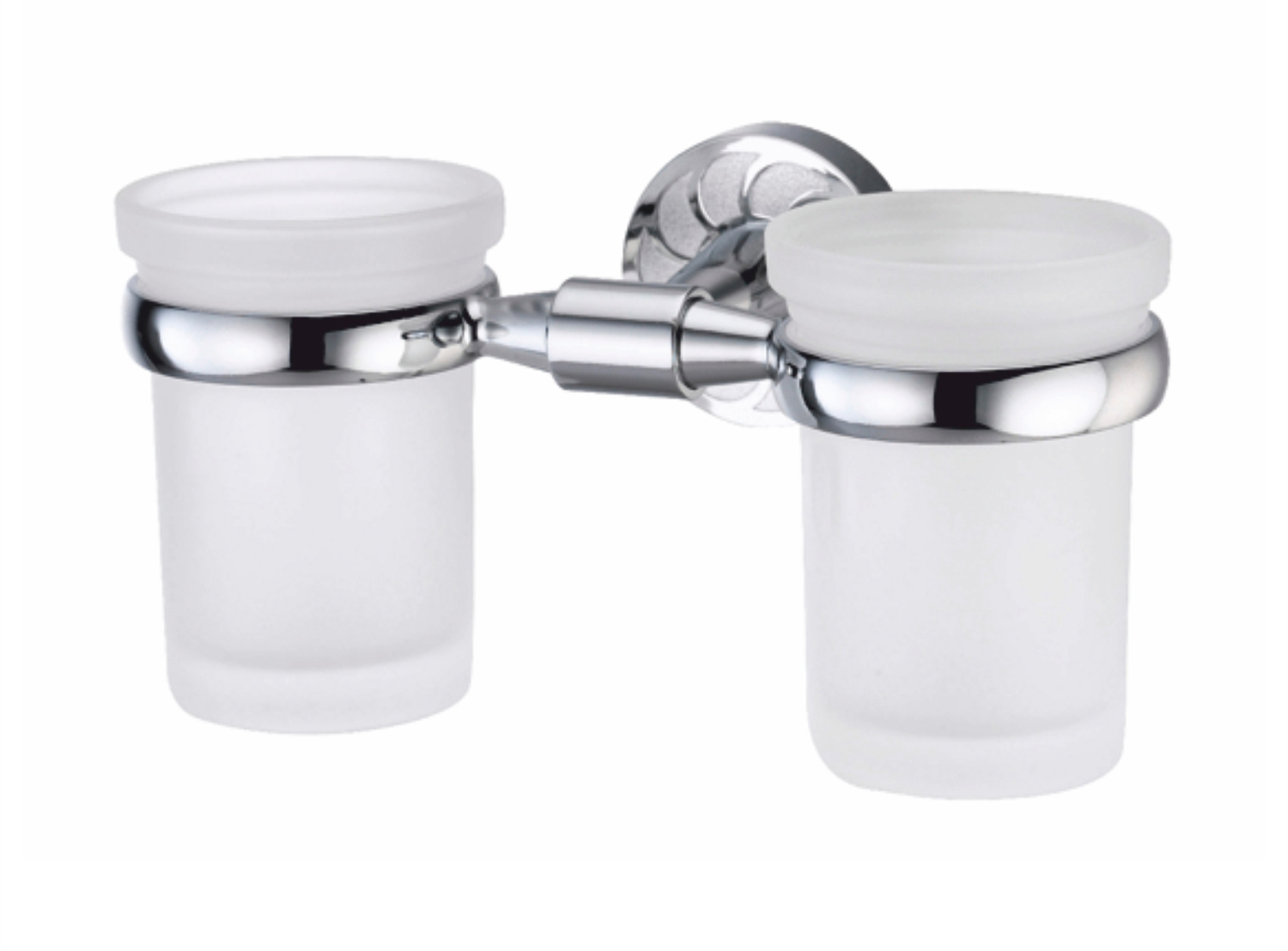 Стаканчик стеклянный, двойной, настенный, хром, Isen, ZZ