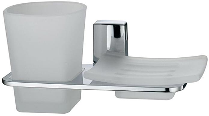 Держатель мыльницы и стакана, настенный, хром, Leine