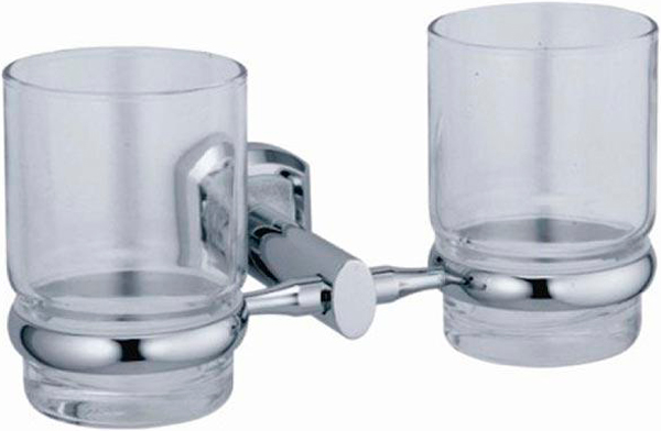 Стаканчик стеклянный, двойной, настенный, хром, Oder