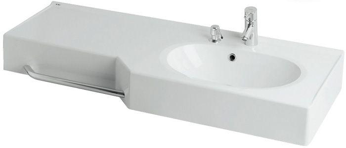 Раковина "Отель" 2/1270 правая с навесами и диспенсором, белая ZZ