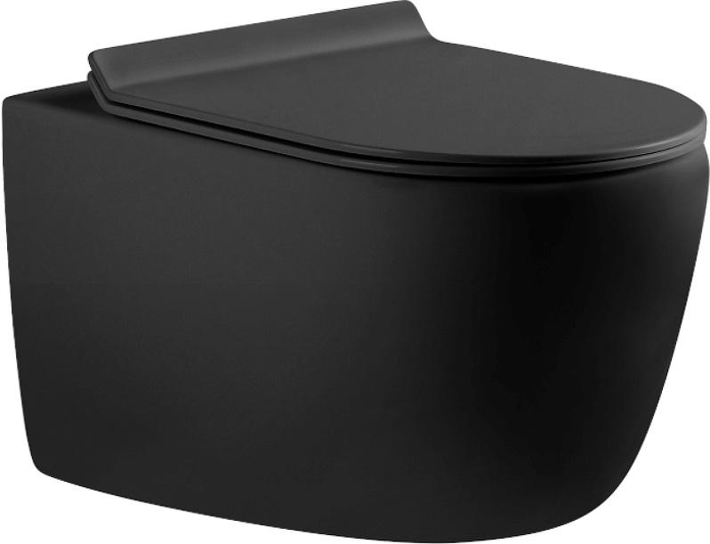 Унитаз подвесной 37х54см, с сиденьем Soft Close, цвет черный матовый, Cetus ZZ
