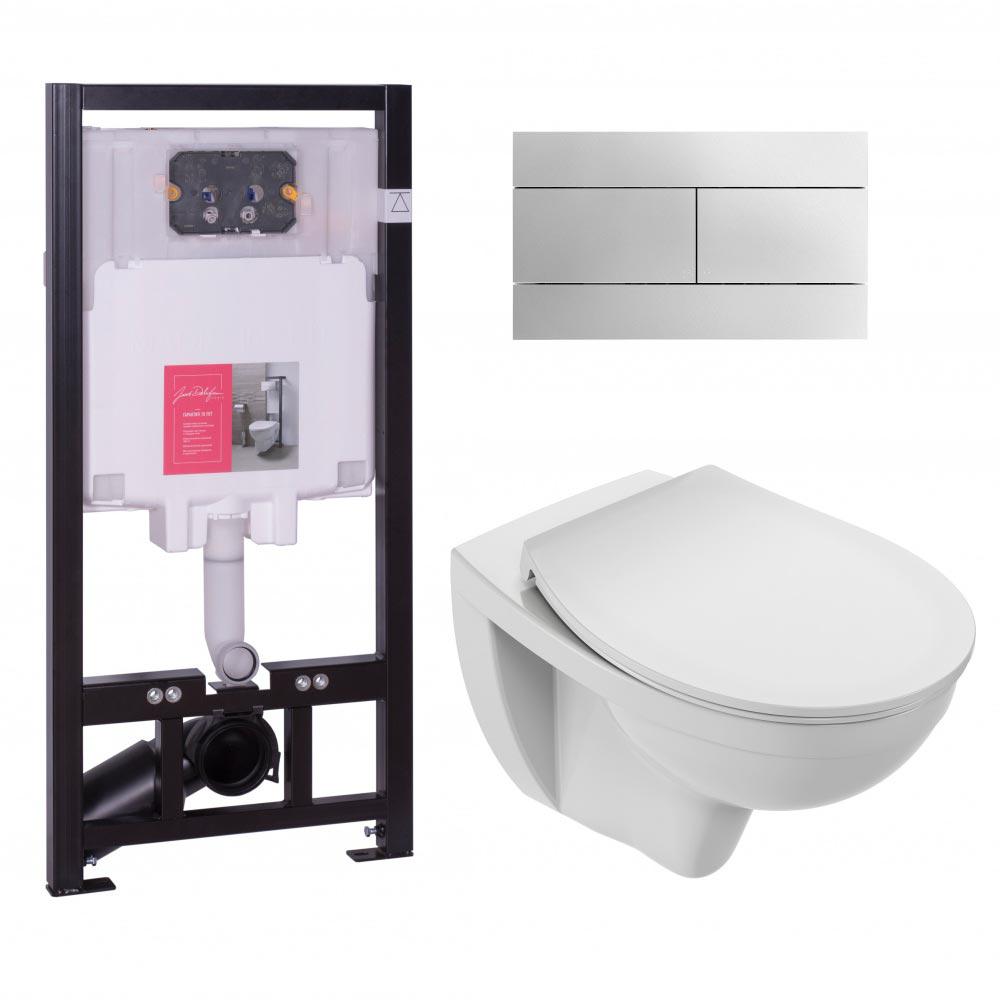 Набор №56 инсталляция для подвесного унитаза+ кнопка хром + подвесной унитаз Elite + крышка мокролифт, Patio rimless, ZZ