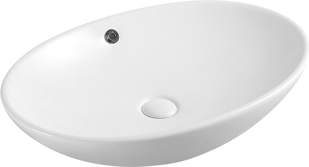 Раковина-чаша Azario 625х415х150 мм, овальная, БЕЗ отверст под см-ль, цв. белый, ZZ