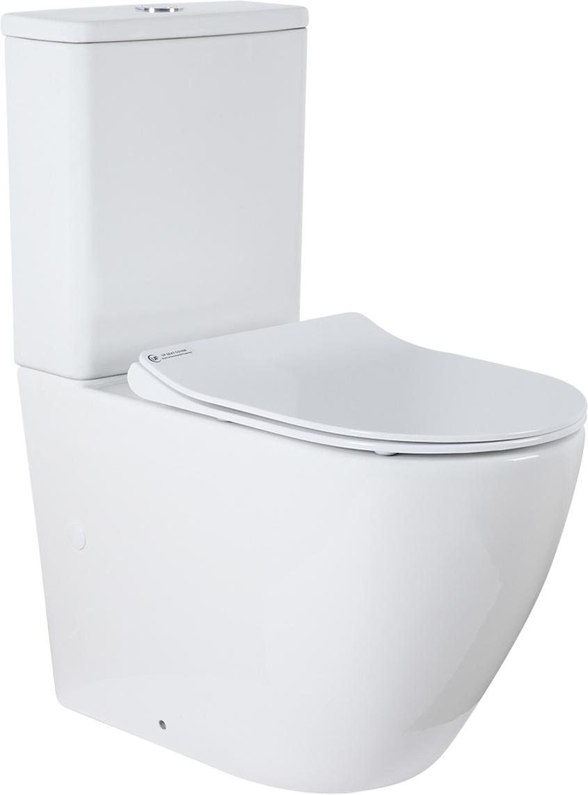 Унитаз напольный, безободковый, с сиденьем микролифт и бачком в компл., цв.белый