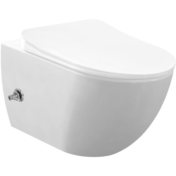 Подвесной унитаз FREE, безободковый, с функцией биде и встр.смесителем, БЕЗ крышки-сидения, цв.белый ZZ