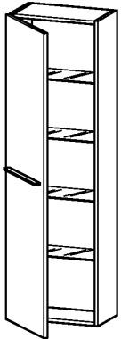 Шкаф подвесной высокий 400х240хh1320мм, (петли слева) 1 дверь, 4 стекл. полки, (цв. декор. тик), ручка, крепёж в компл., X-Large ZZ