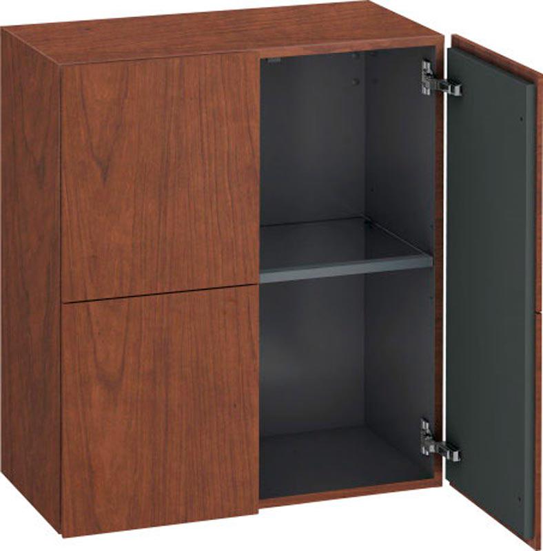 Шкаф подвесной  700х363хh800мм, 2дверцы, 1 стеклянная полка, (шпон.натур.,цв.американский орех), L-Cube ZZ